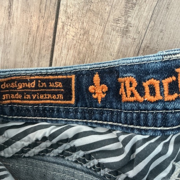 Rock Revival Jeans Bleach Wash Distressed Frayed Hem Denim Size 28 - Picture 2 of 11